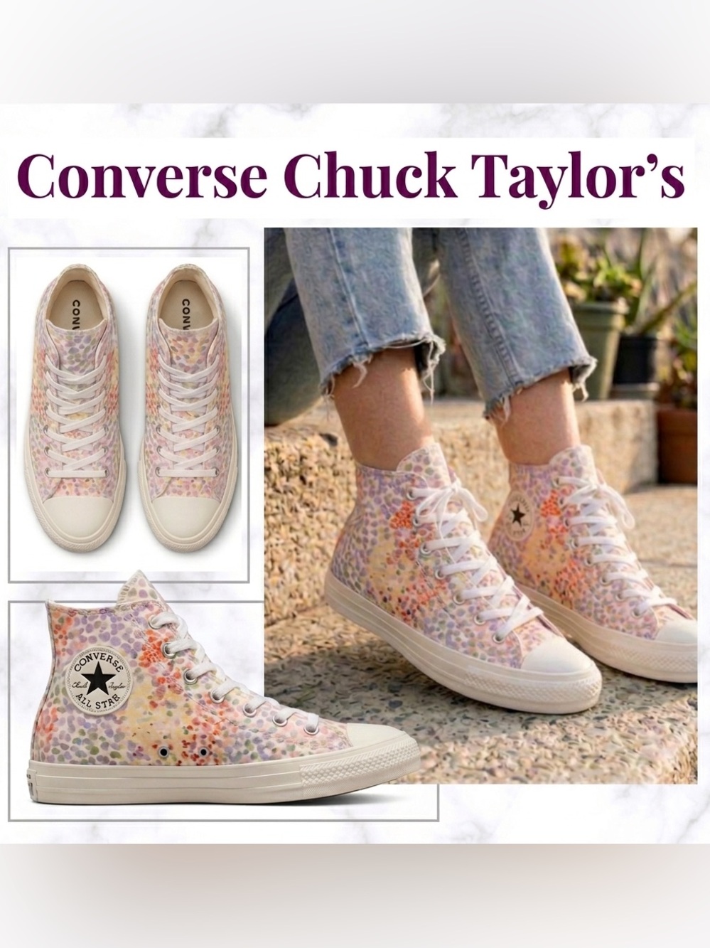 Converse Chuck Taylor High Top Multicolor Confetti Dot - Size 9